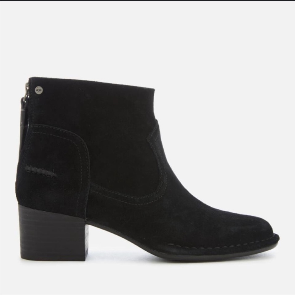 Ugg Bandara Black Suede Leather Block Heel Chelsea Boots size 9 - Picture 2 of 12